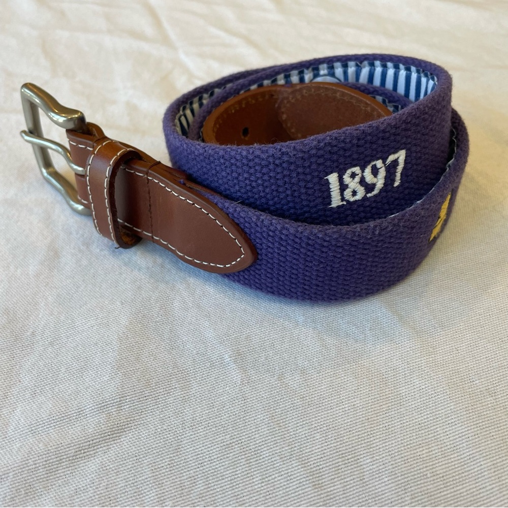 PETER MILLAR Needlepoint Golf Leather Atlantic City Country Club Belt Size 36⛳️